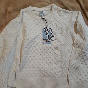 Future Collective White Crew Neck Sweater